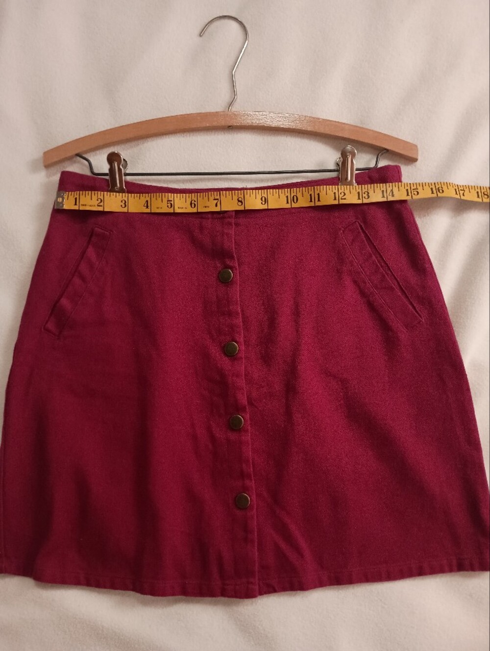 Harper- Burgundy Button-Front Mini Skirt- Size M - Picture 6 of 6